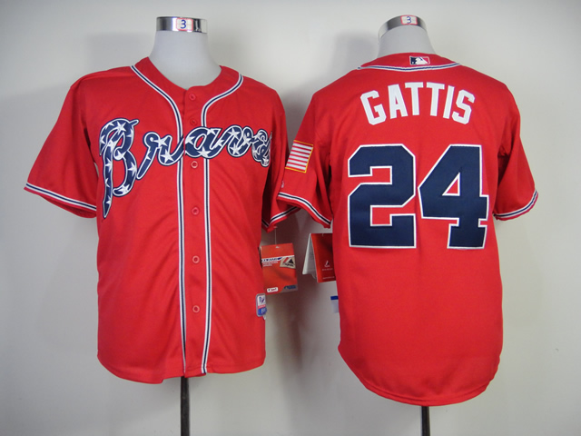 Men Atlanta Braves #24 Gattis Red MLB Jerseys1->atlanta braves->MLB Jersey